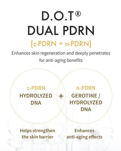 REJURA Dual Effect Ampoule, DOT DUAL c-PDRN - Rejuvenating Face Serum for Radient Glass Skin, Wrinkle and Fine Line Treatment, Firming, and Deep Hydration, Korean Skincare