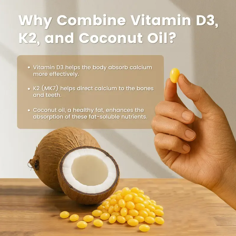 VEV Vitamin D3 K2 10000 IU, 300 Virgin Coconut Oil Softgels, 2 in 1 Vitamins Supplement D & K