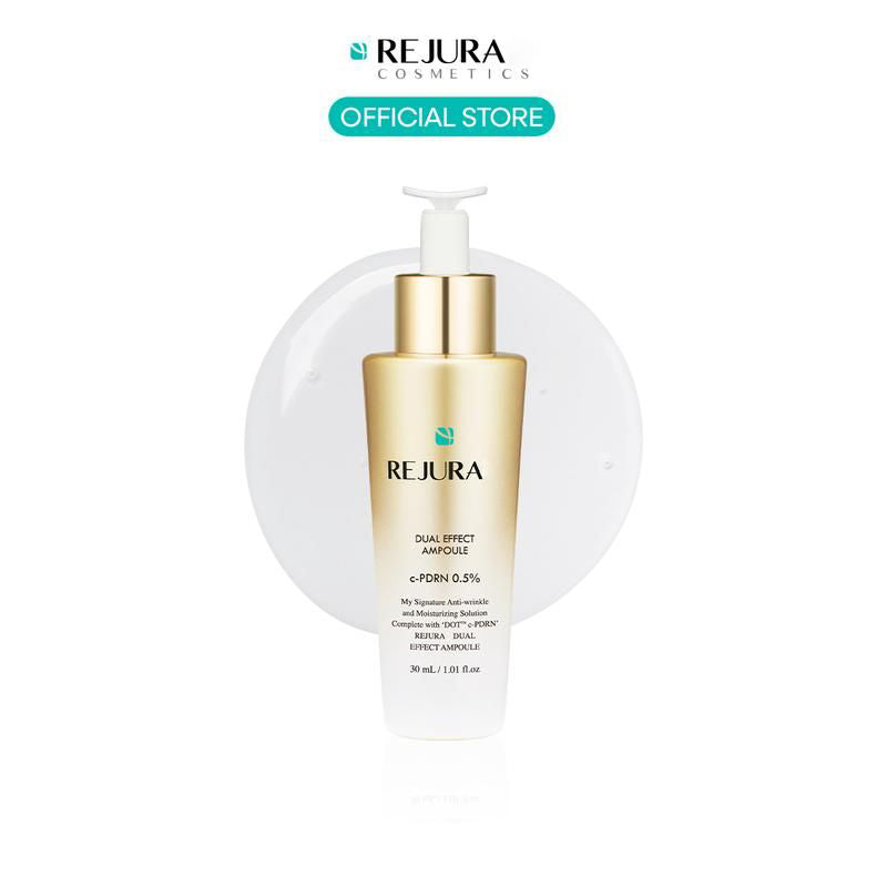 REJURA Dual Effect Ampoule, DOT DUAL c-PDRN - Rejuvenating Face Serum for Radient Glass Skin, Wrinkle and Fine Line Treatment, Firming, and Deep Hydration, Korean Skincare