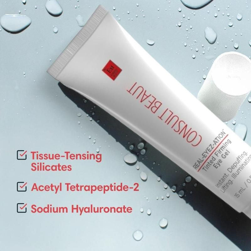 Consult Beaut REAL-EYEZ-ATION Tinted Firming Eye Gel – Instant Brightening & Smoothing Hydrating Peptide